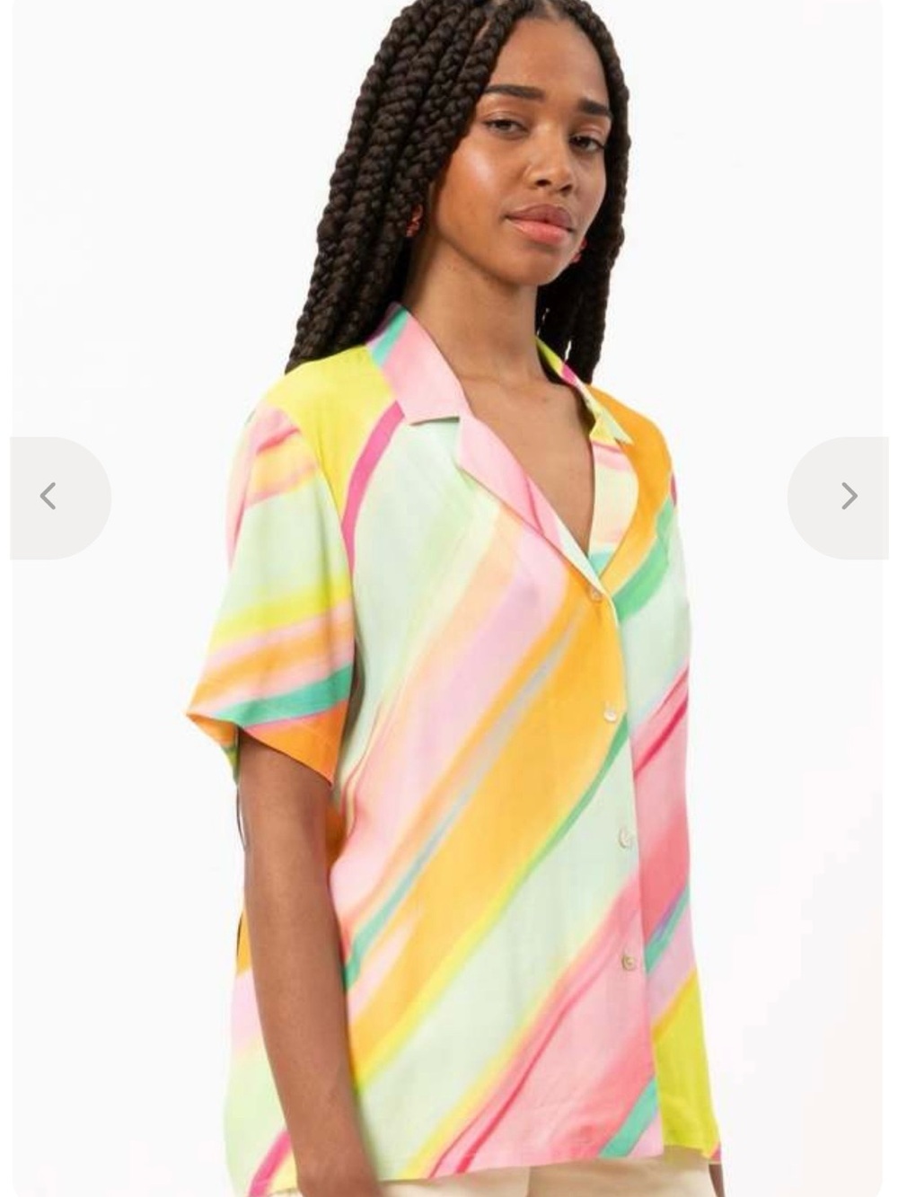 FRNCH Shelly Pastel Rainbow Diagonal Stripe Blouse